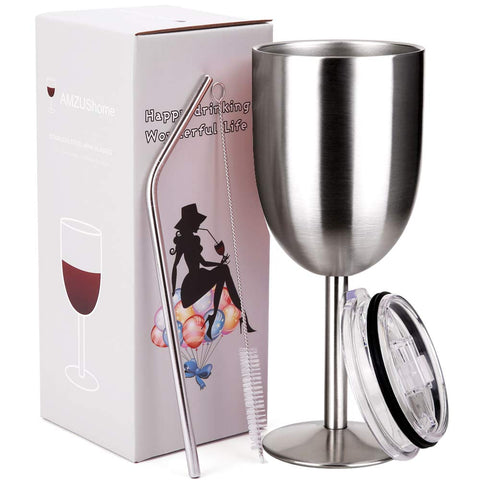 AMZUShome copa vino acero inoxidable de doble pared para mantener bebidas frías o cálidas.