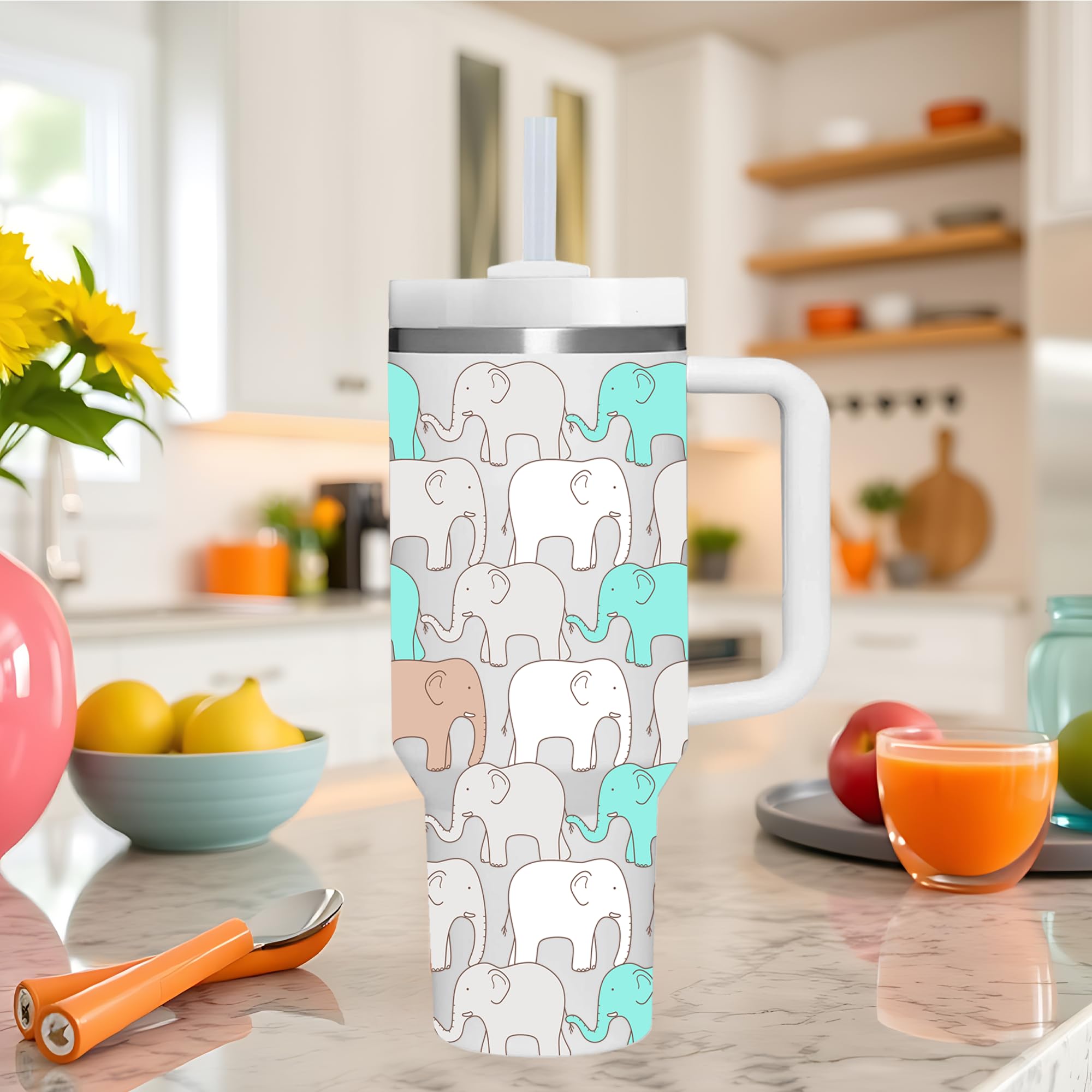 AMZUShome Elephant Tumbler, aislamiento doble para mantener la temperatura.