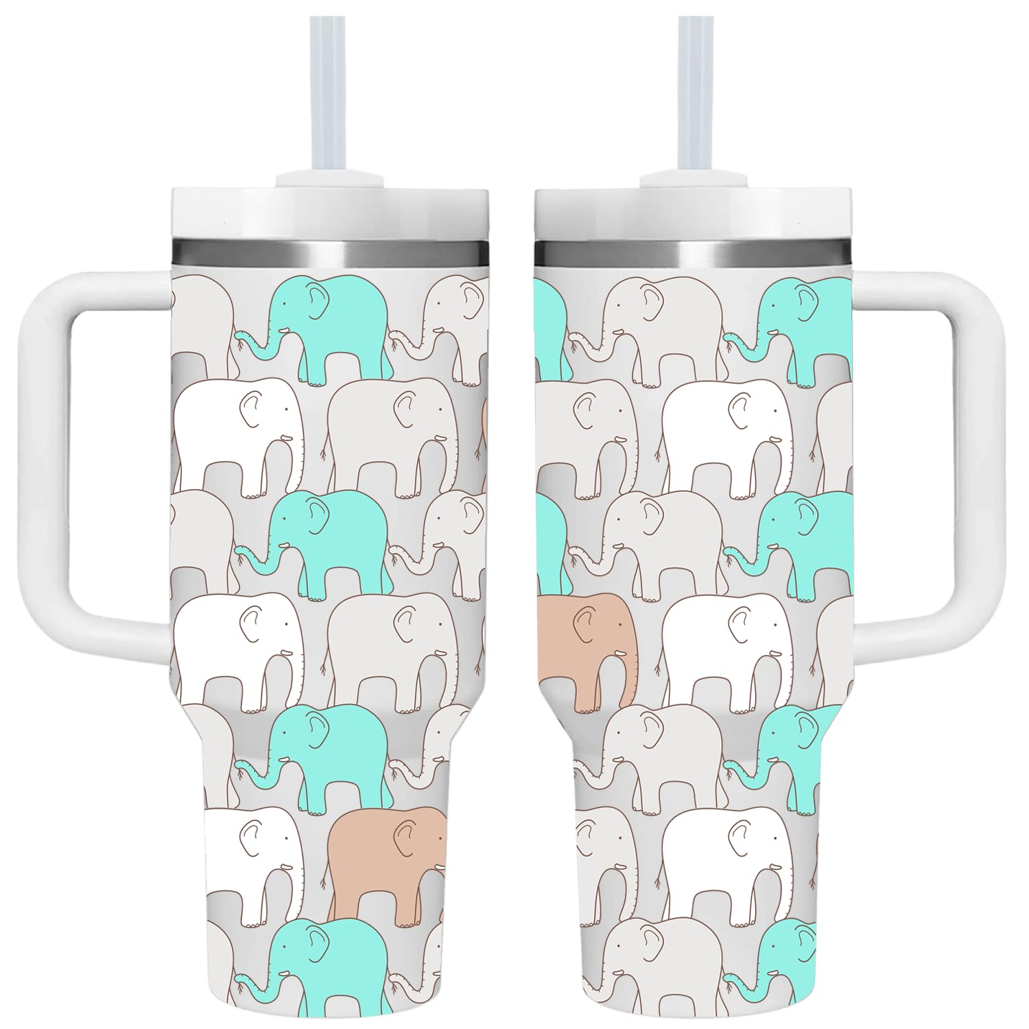 AMZUShome Elephant Tumbler con asa, ideal para uso diario.