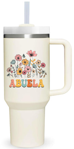 AMZUShome tumbler 40oz con asa para abuela: mantiene bebidas calientes por horas.
