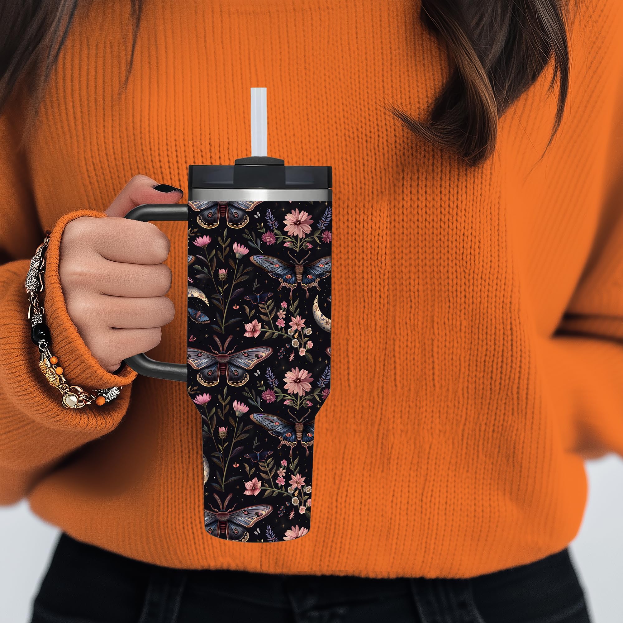 AMZUShome tumbler con diseño mariposa gótica para viajes