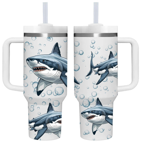 AMZUShome vaso térmico 40 onzas con asa, ideal para viajes con bebidas calientes o frías.