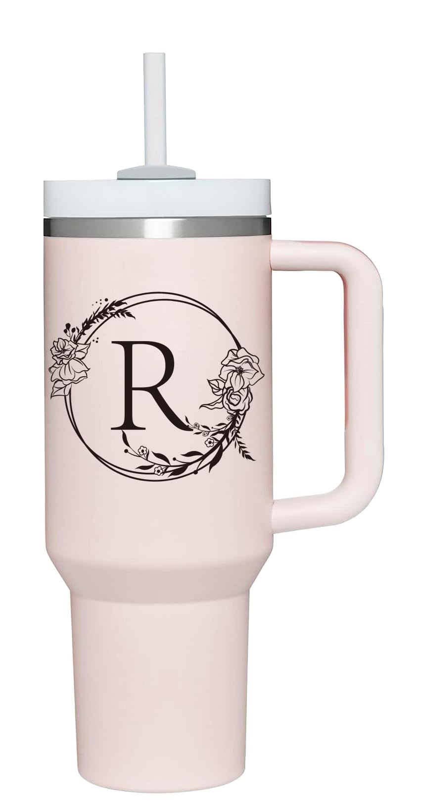 AMZUShome vaso termico 40oz con asa e iniciales, ideal para regalo.