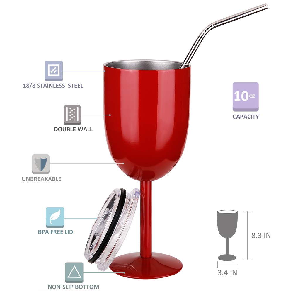 AMZUShome vaso vino doble pared aislada, aislamiento eficiente para frío y calor.
