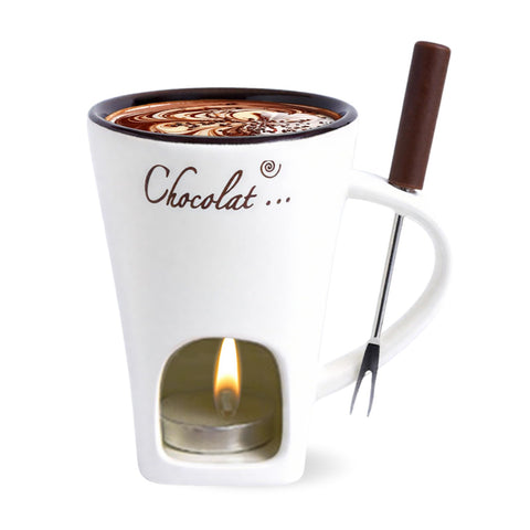 AMZWISH mini fondue de cerámica, taza para fondue compacta y fácil de usar.