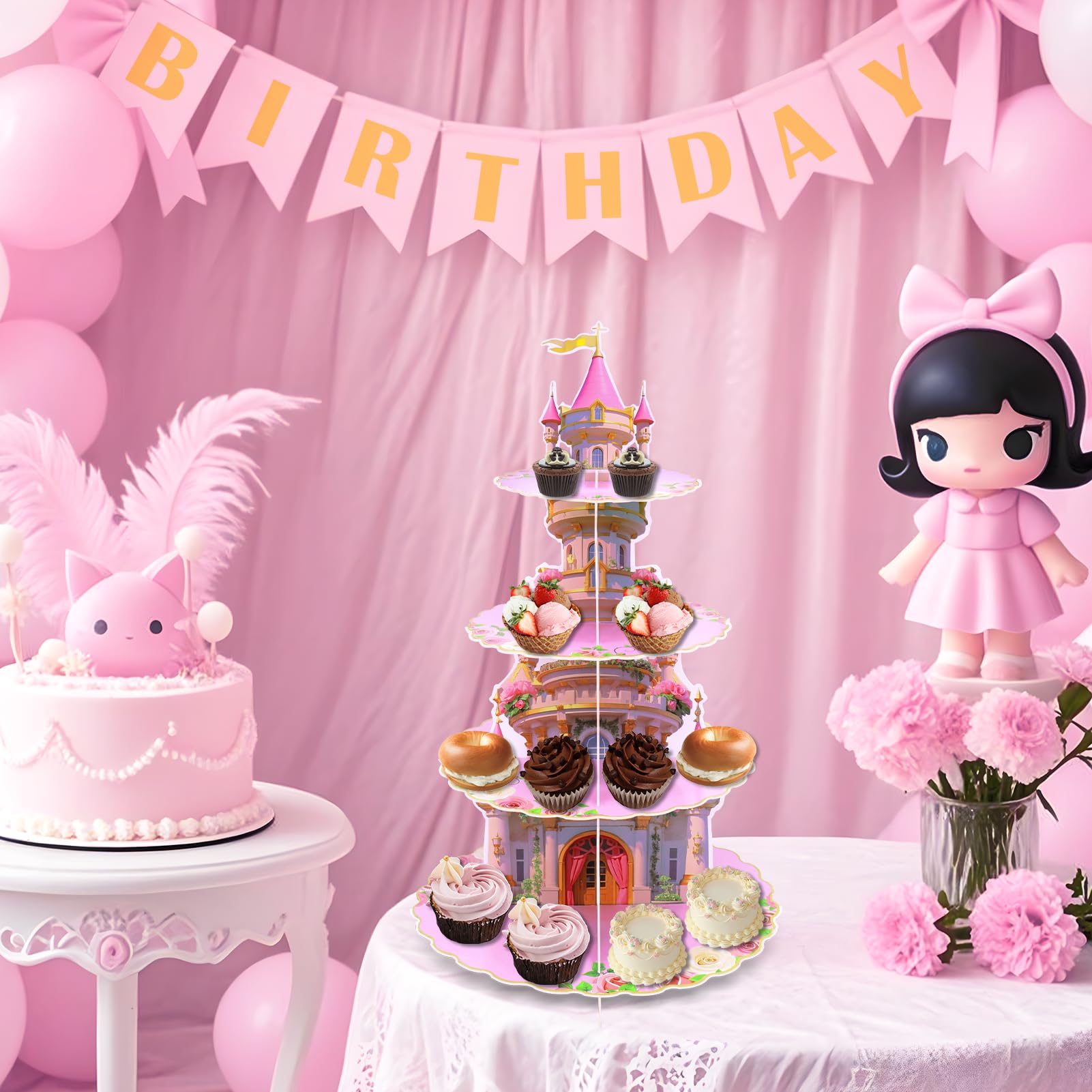 AMZWKT Presentación dulces Princesa Grande: exhibición impresionante para eventos.