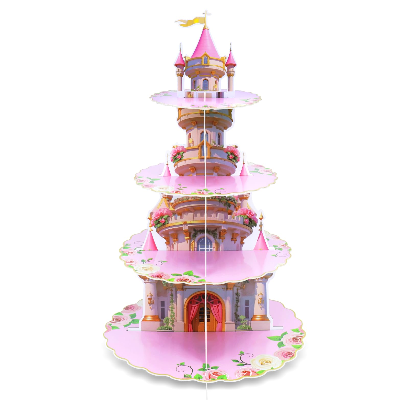 AMZWKT Torre cupcakes Princesa Rosa: centro de mesa para fiestas infantiles.
