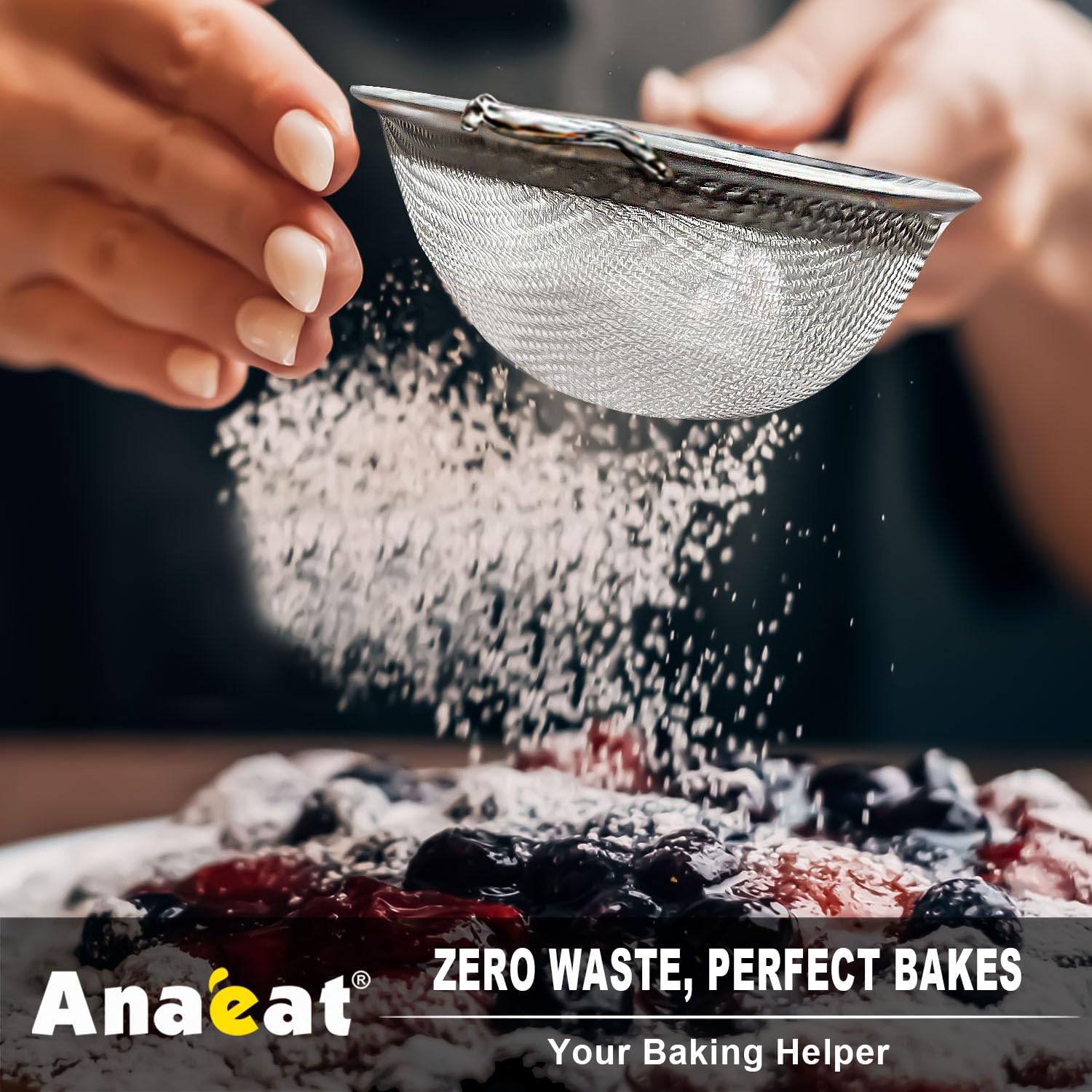 Colador de acero inoxidable Anaeat, alta resistencia para uso diario en cocina.