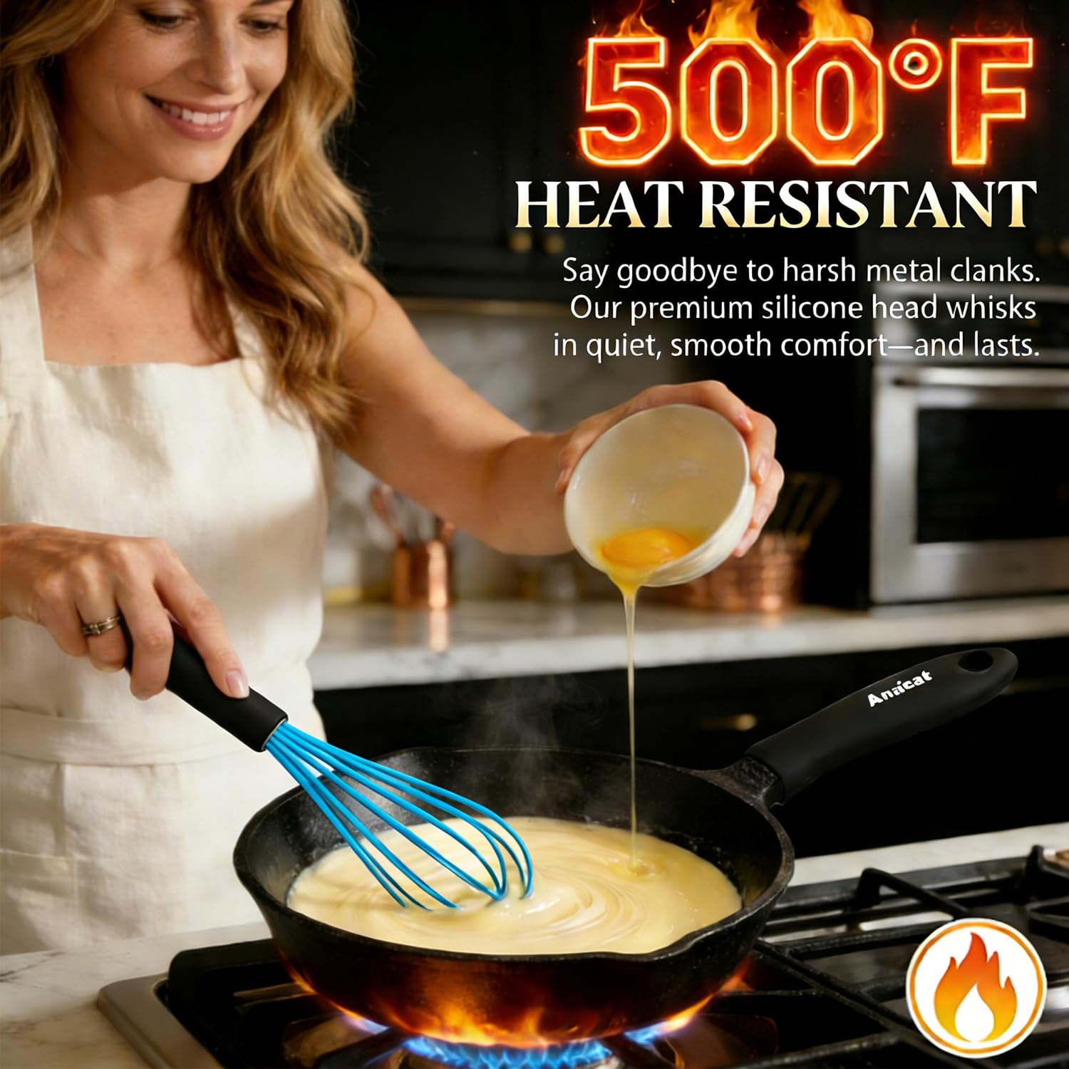 Anaeat batidor resistente al calor hasta 450 °F para cocinar sin preocupaciones