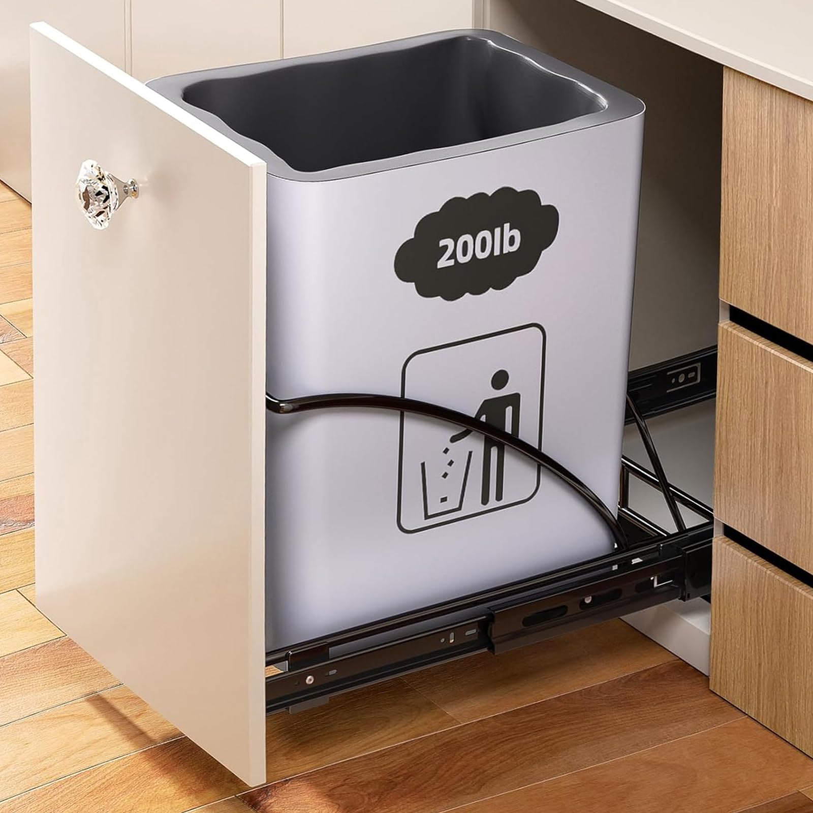 ANASTA basurero deslizante de 50qt para bajo armario, ahorro de espacio.