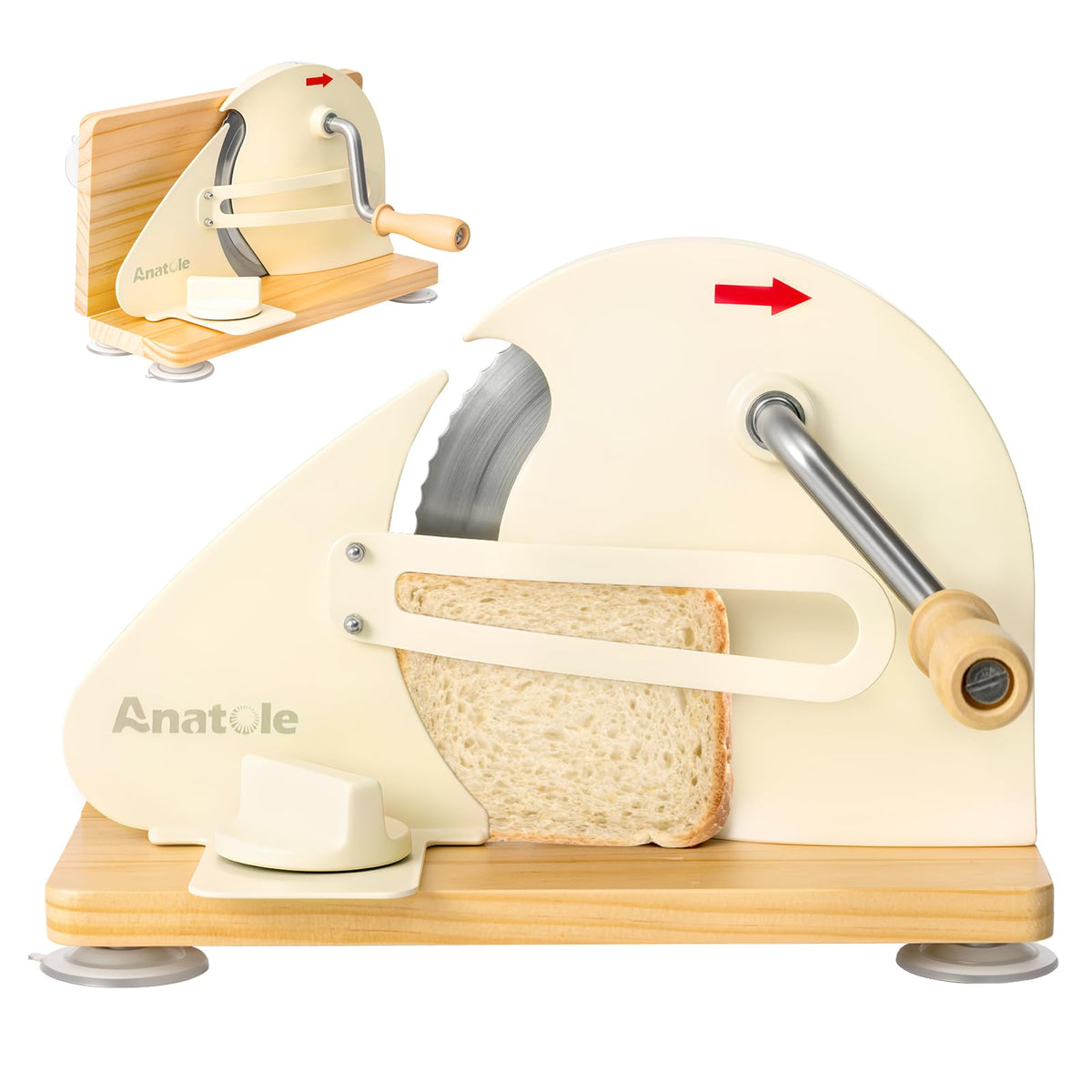 Anatole Cortador Pan Plegable con base estable para rebanadas consistentes.