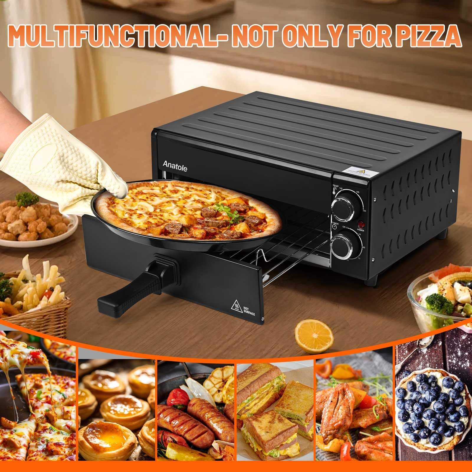 Anatole Horno Pizza 12 pulgadas, certificación ETL para mayor confianza