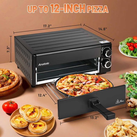 Anatole Horno Pizza 12 pulgadas, interior, muestra parrilla para cocción uniforme