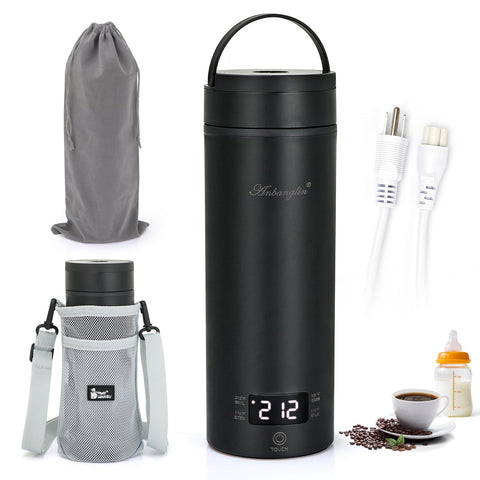 Anbanglin tetera eléctrica de viaje 450 ml negra, lista para hervir agua rápidamente
