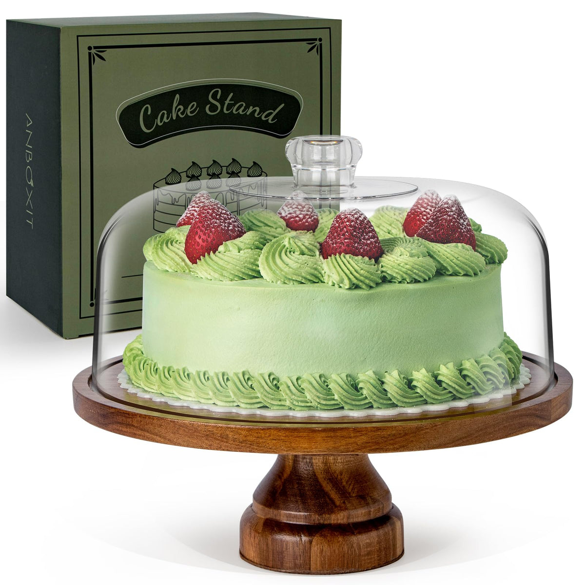 ANBOXIT base para tarta con tapa de acrílico, ideal para exhibir pasteles con elegancia.