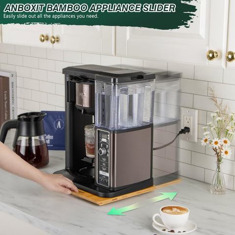 ANBOXIT deslizador de bambú para airfryer, fácil de mover sin esfuerzo.