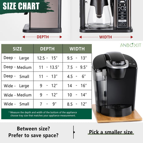 ANBOXIT deslizador de aparatos de bambú, Ancho Mediano, ideal para máquinas de café de tamaño medio.