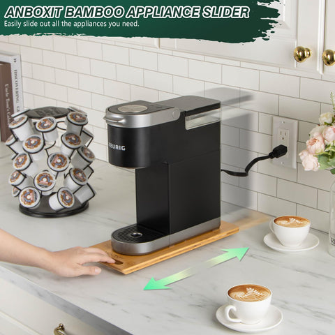 ANBOXIT deslizador de aparatos de bambú, Profundo Mediano, ideal para cafeteras medianas.