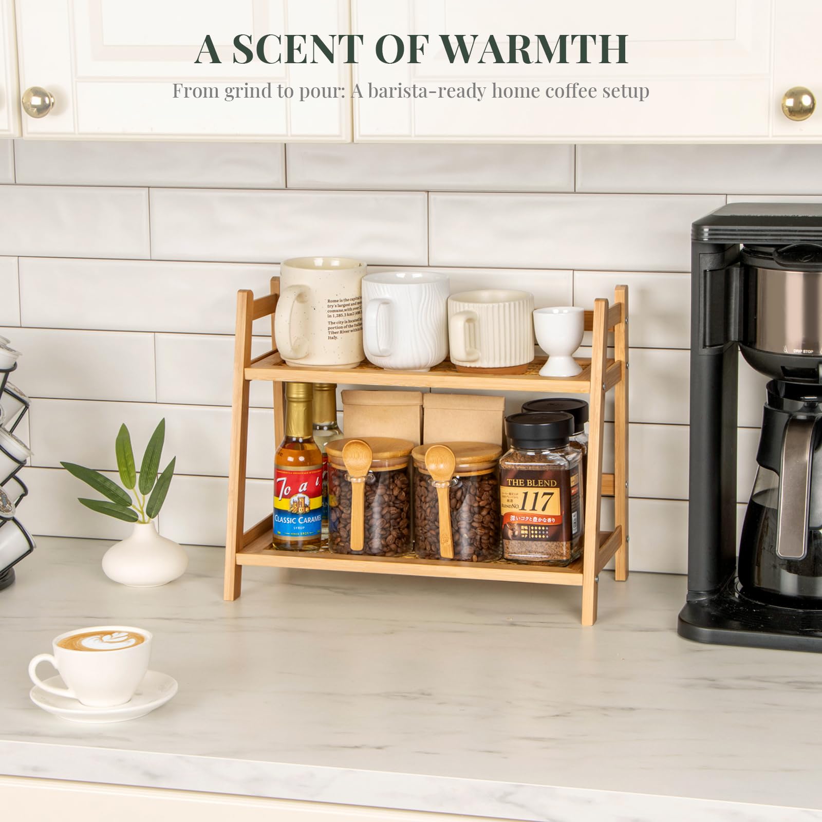 ANBOXIT estante para mostrador de cocina en bambú con ventilación natural.