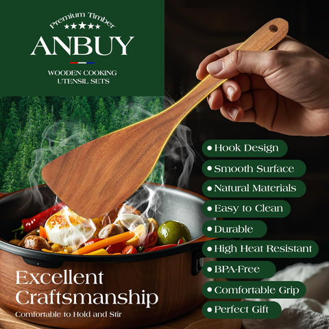 ANBUY cuchara servir teca: ideal para ensaladas