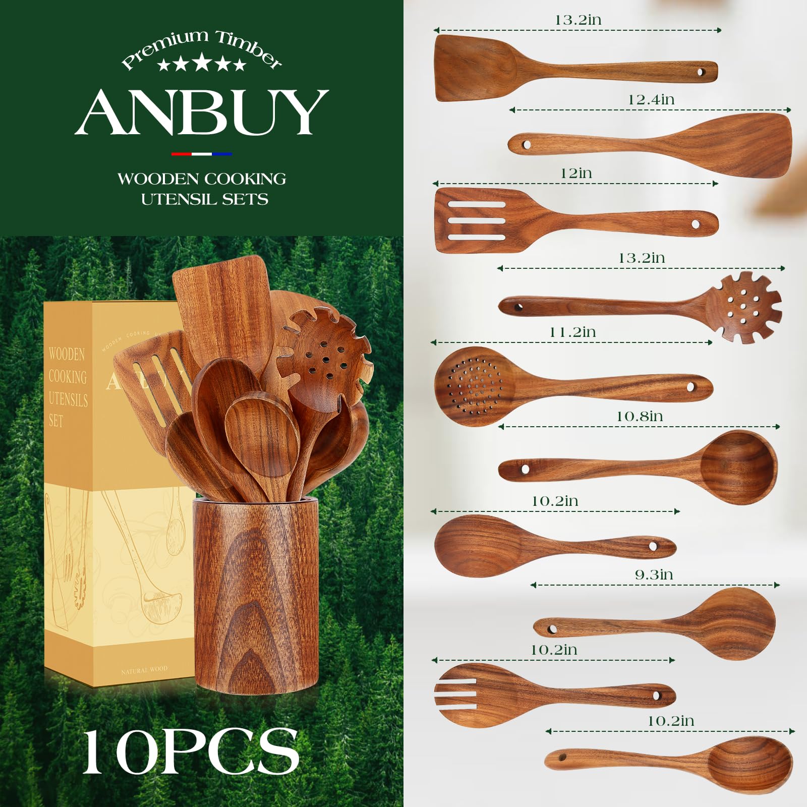 ANBUY espátula wok teca: resistente al calor para saltear