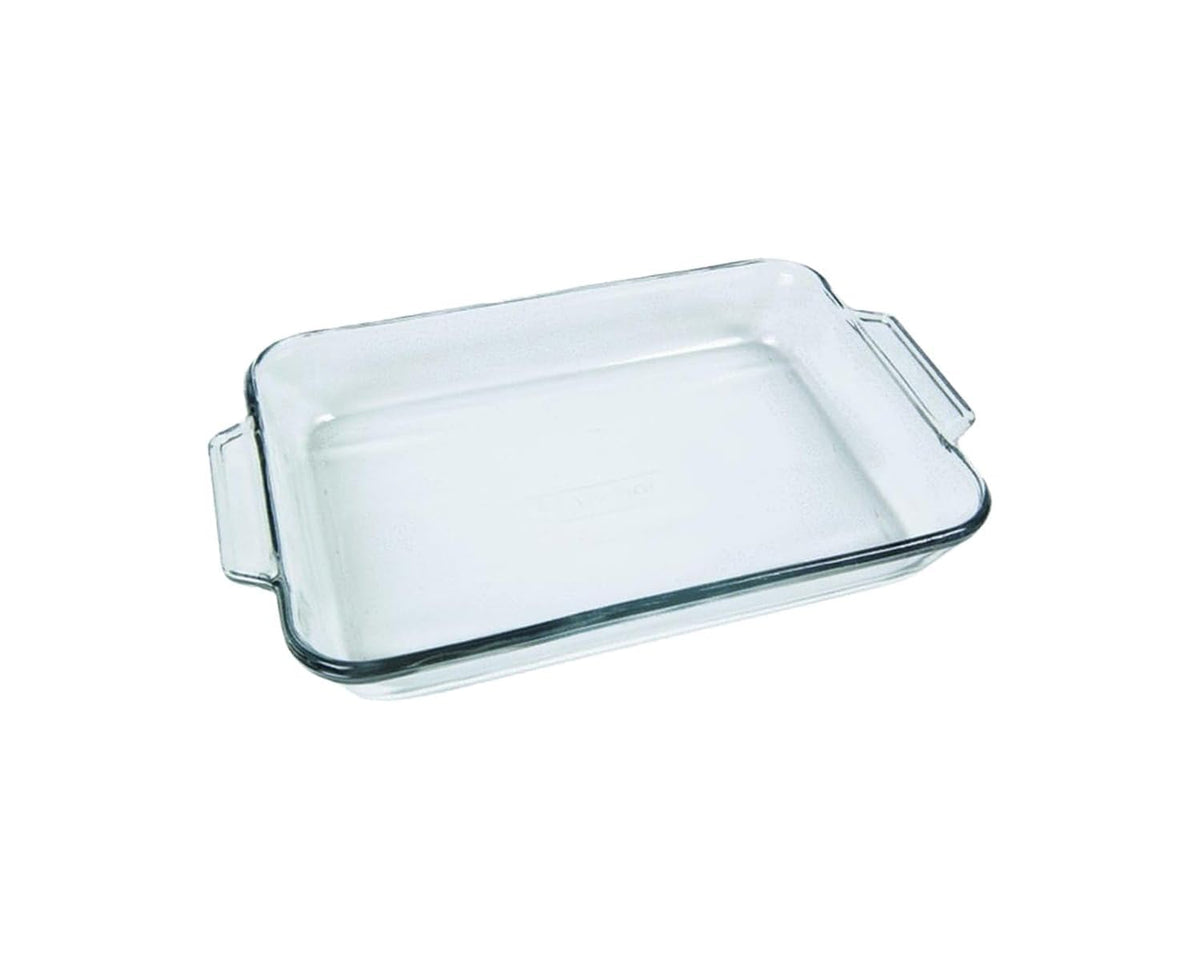 Anchor Hocking Bake Dish de 3 cuartos, claro, para hornear de forma uniforme.