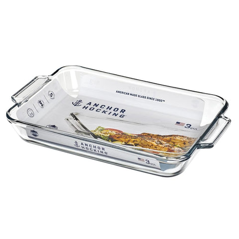 Anchor Hocking Bake Dish diseño clásico, ideal para hornear y recalentar porciones.