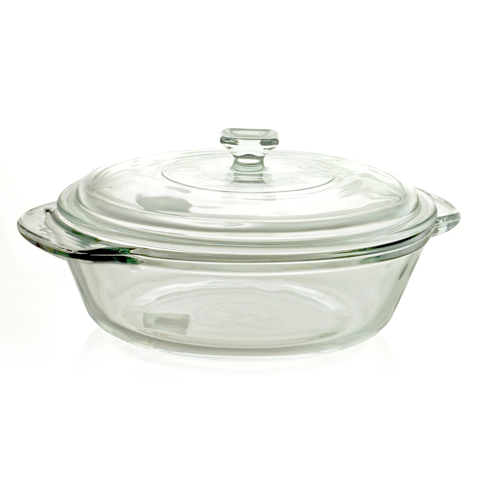 Cazuela Anchor Hocking Fire-King con tapa, ideal para hornear y servir porciones