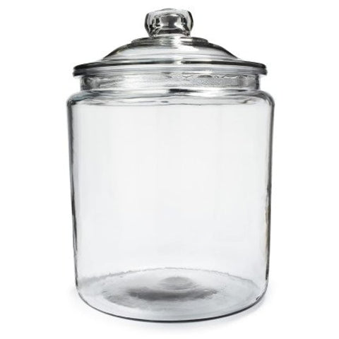 Anchor Hocking Heritage Hill tarro cristal con paredes planas, ideal para decoración.