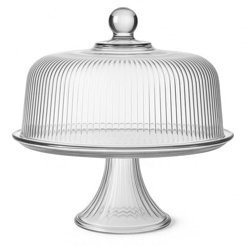 Anchor Hocking Monaco bandeja torta cristal, presentación elegante para pasteles.