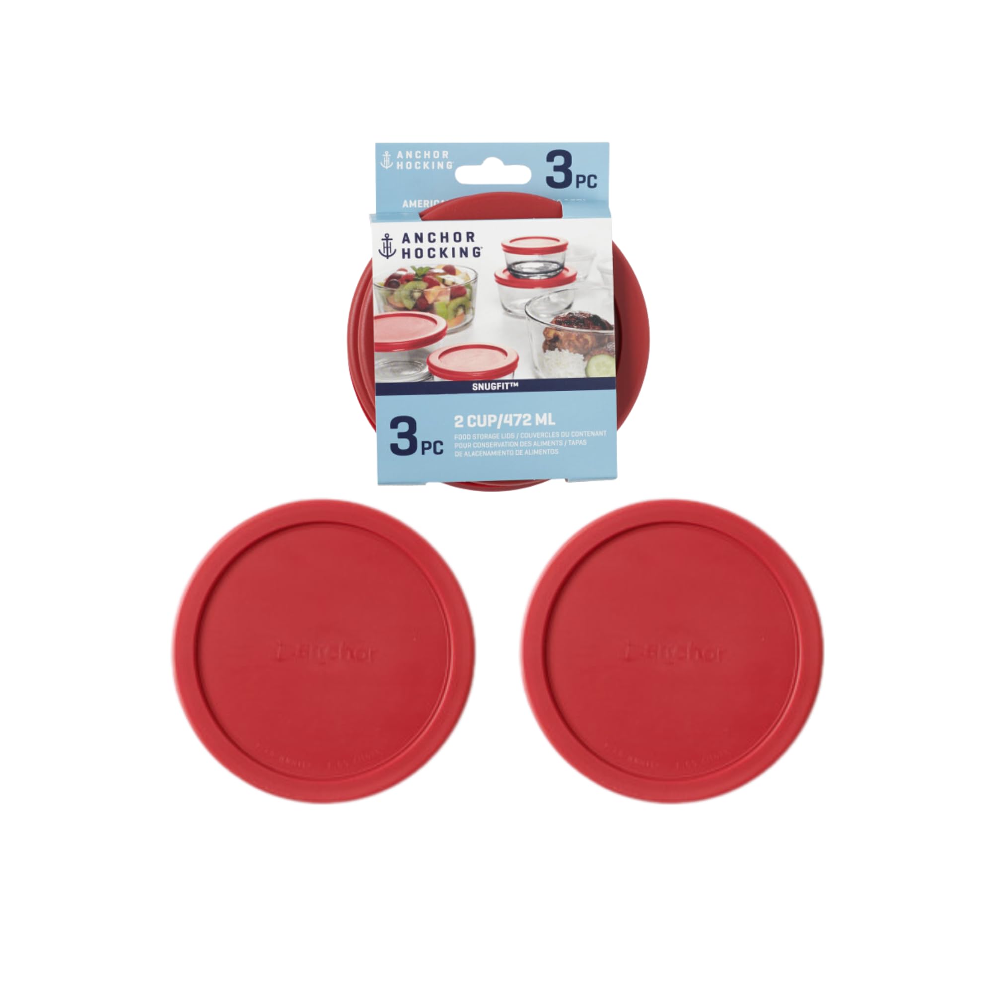 Tapa redonda Anchor Hocking para recipientes de 2 tazas, protege frescura y evita derrames