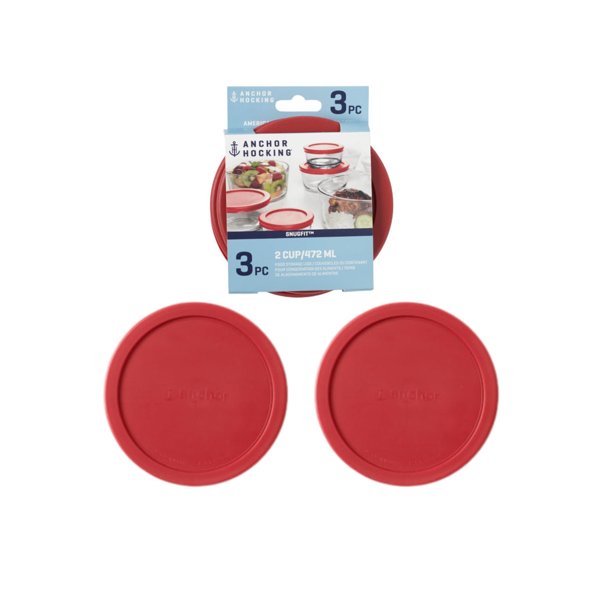 Tapa redonda Anchor Hocking para recipientes de 2 tazas, protege frescura y evita derrames