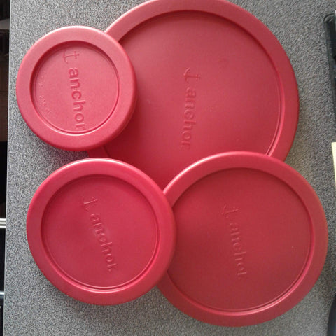 Anchor Hocking tapas rojas para 4 tazas, aptas para microondas y lavavajillas.