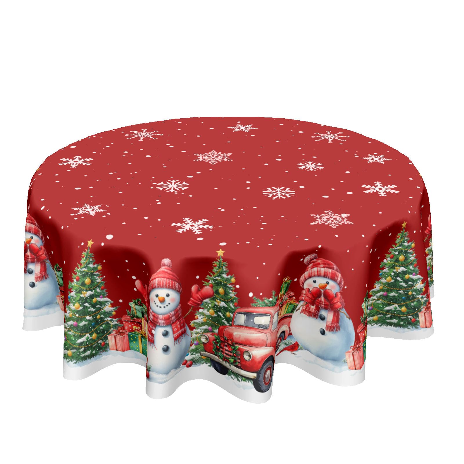 Ancordivo mantel navidad redondo de 60 pulgadas para mesas festivas.