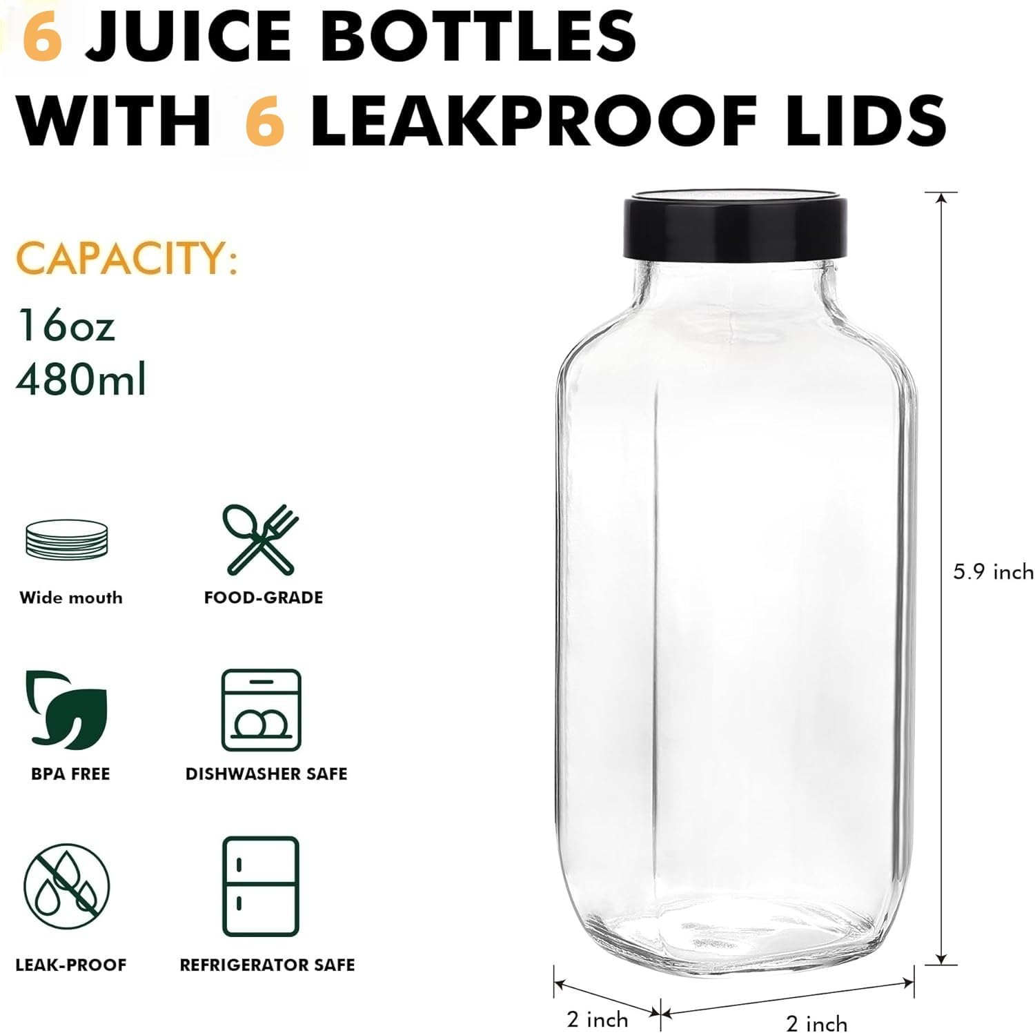 Andemi botella vidrio 500 ml portátil, listo para llevar bebidas a cualquier lugar