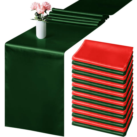 Aneco camino de mesa navideño rojo suave, ideal para cenas festivas