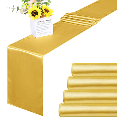 Aneco camino de mesa satin dorado 12x108, añade brillo elegante a la boda.