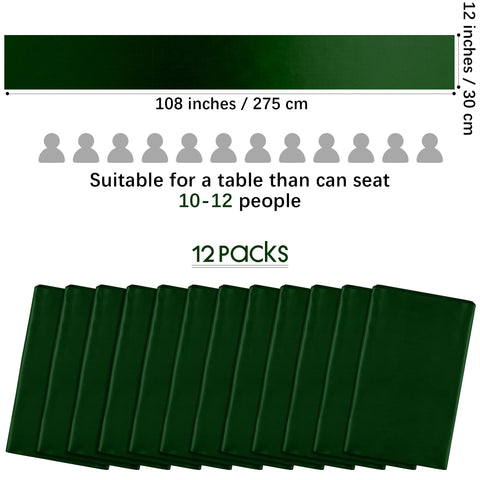 Aneco camino de mesa satinado verde bosque, caída suave para una mesa impecable.