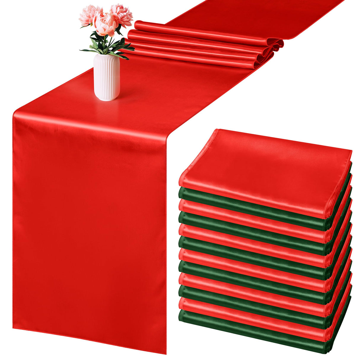 Mantel Aneco satén navidad 12x108 sobre mesa rectangular para fiestas elegantes