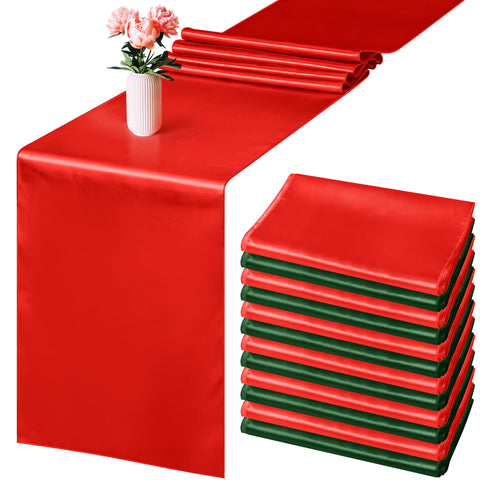 Mantel Aneco satén navidad 12x108 sobre mesa rectangular para fiestas elegantes