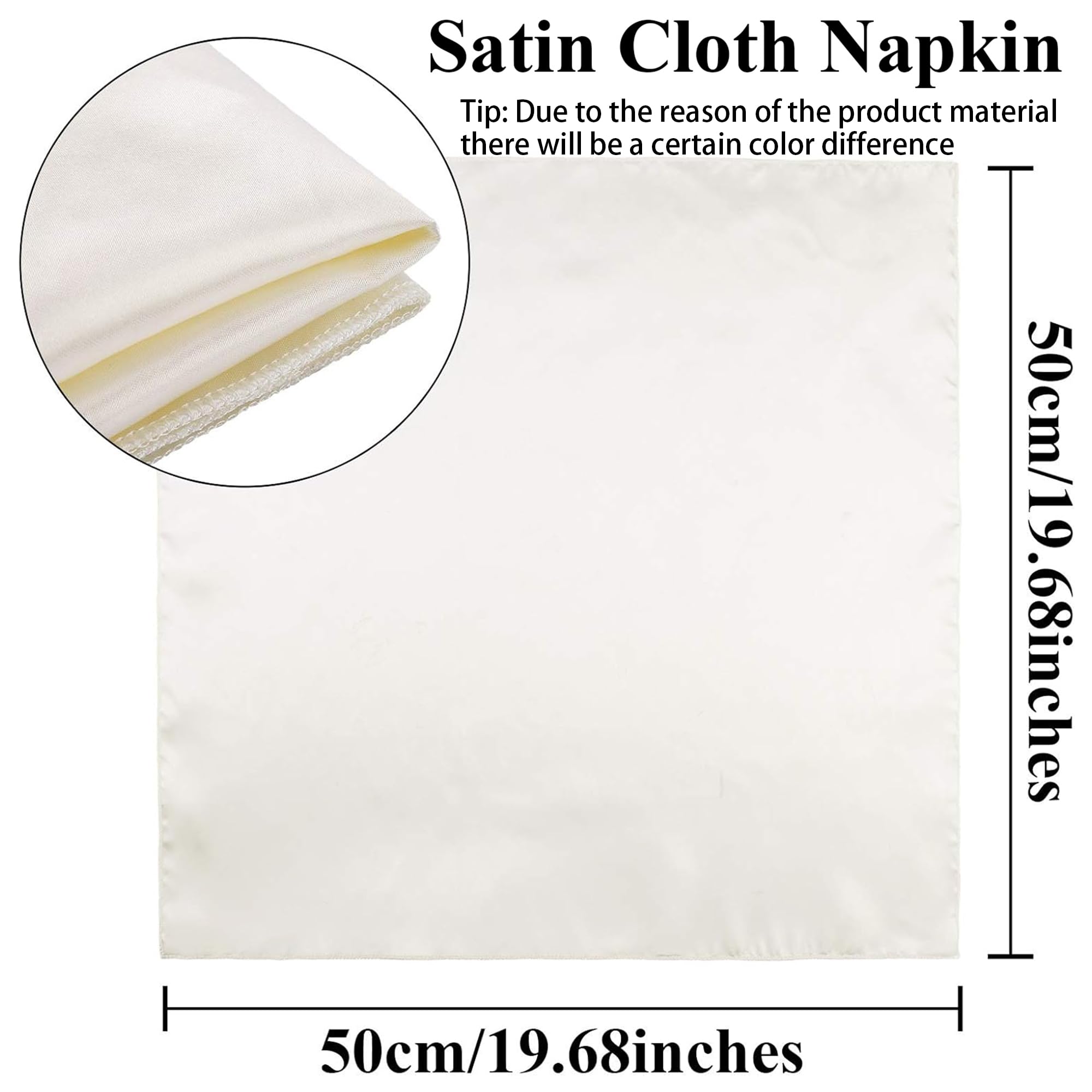 Aneco servilletas satin marfil mesa principal con brillo suave.