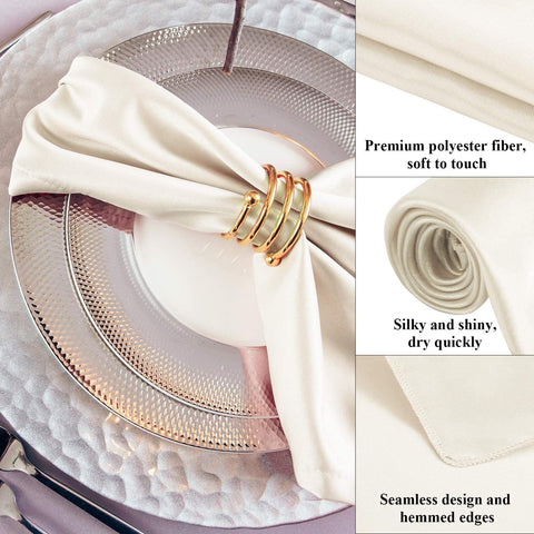 Aneco servilletas satin marfil con bordes finos, duraderas y fáciles de combinar.