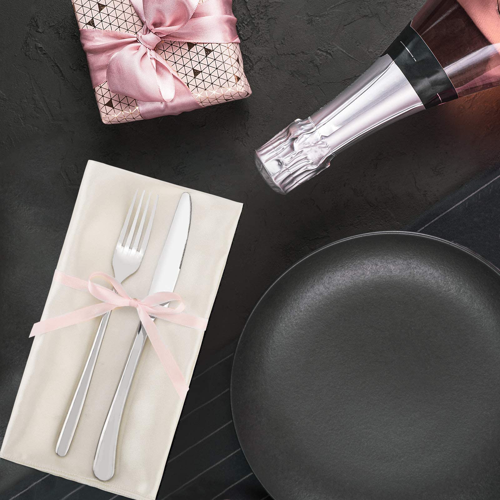 Aneco servilletas satin marfil para eventos formales, fáciles de guardar y reutilizar.