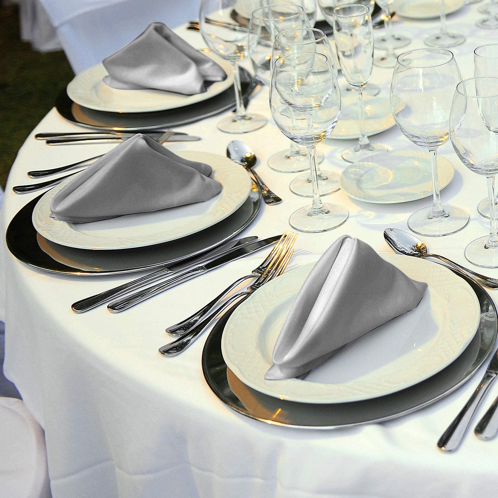 Aneco servilletas satinadas gris para bodas y celebraciones formales