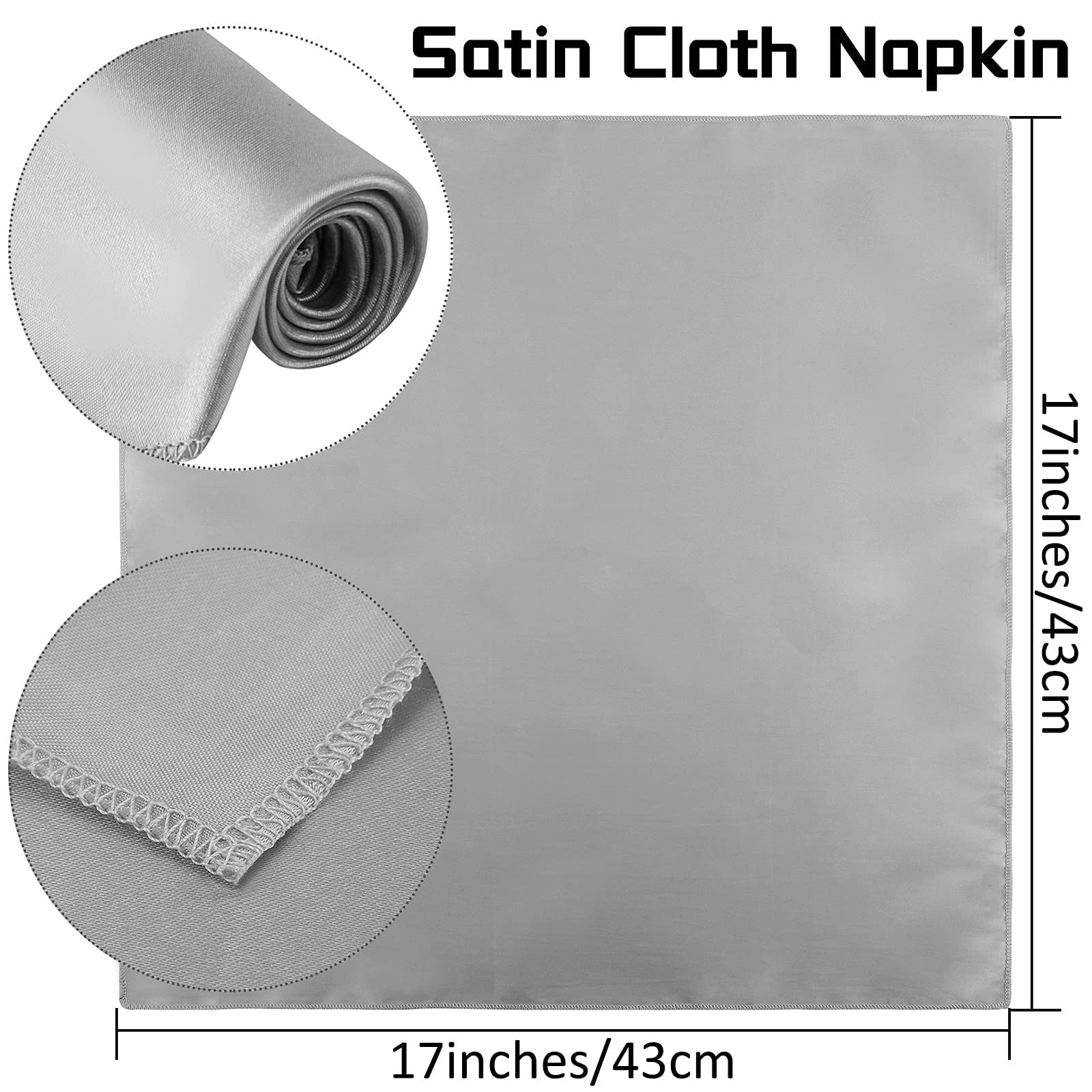 Aneco servilletas satinadas gris con textura brillante, detalle de cerca