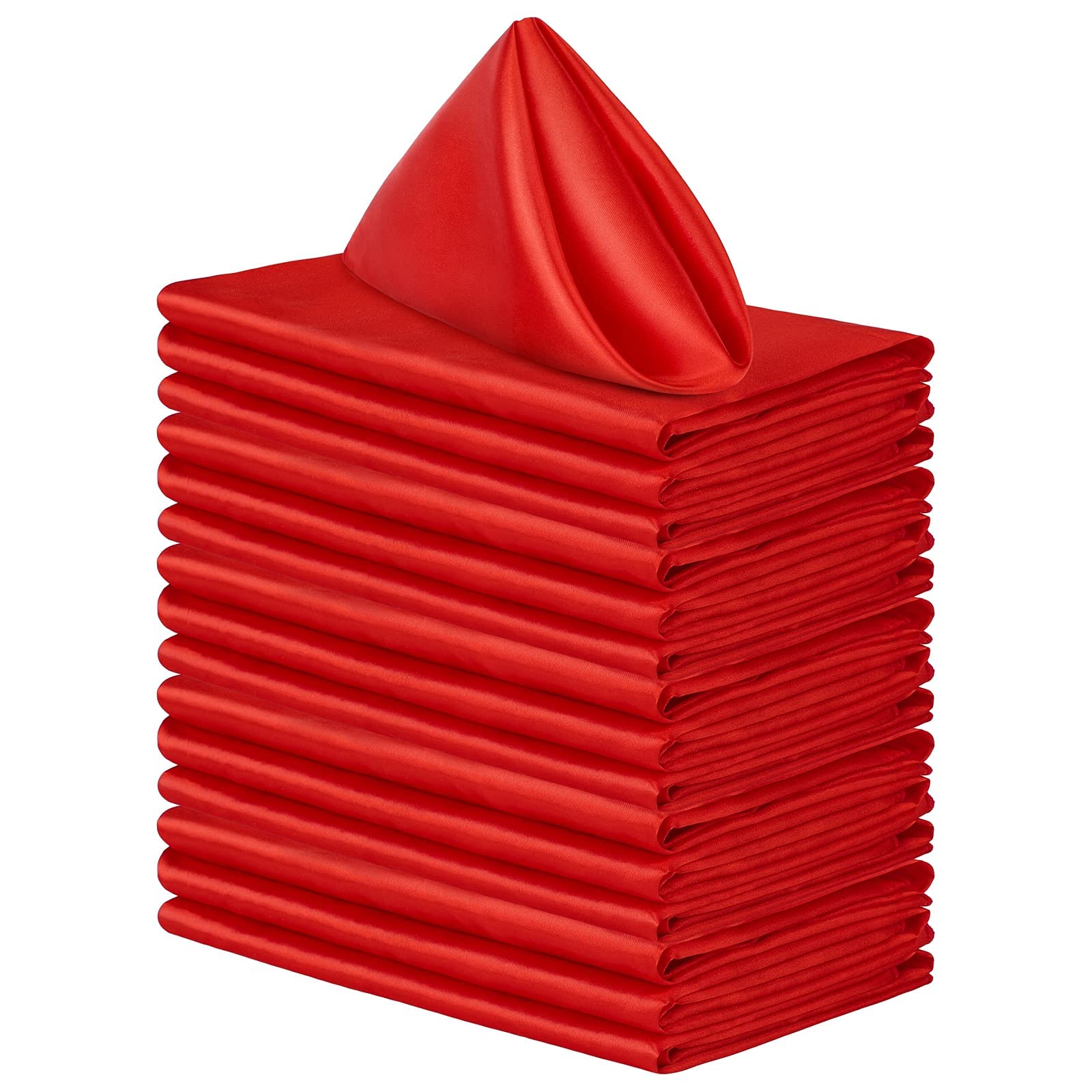 Aneco servilletas de satén rojas cuadradas 17x17 para banquetes elegantes.