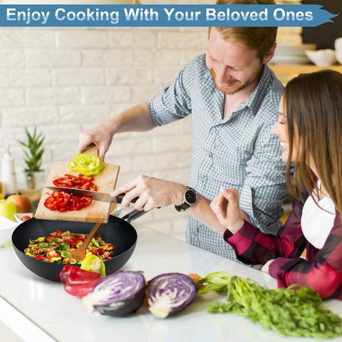 ANEDER conjunto wok de acero carbono para porciones familiares