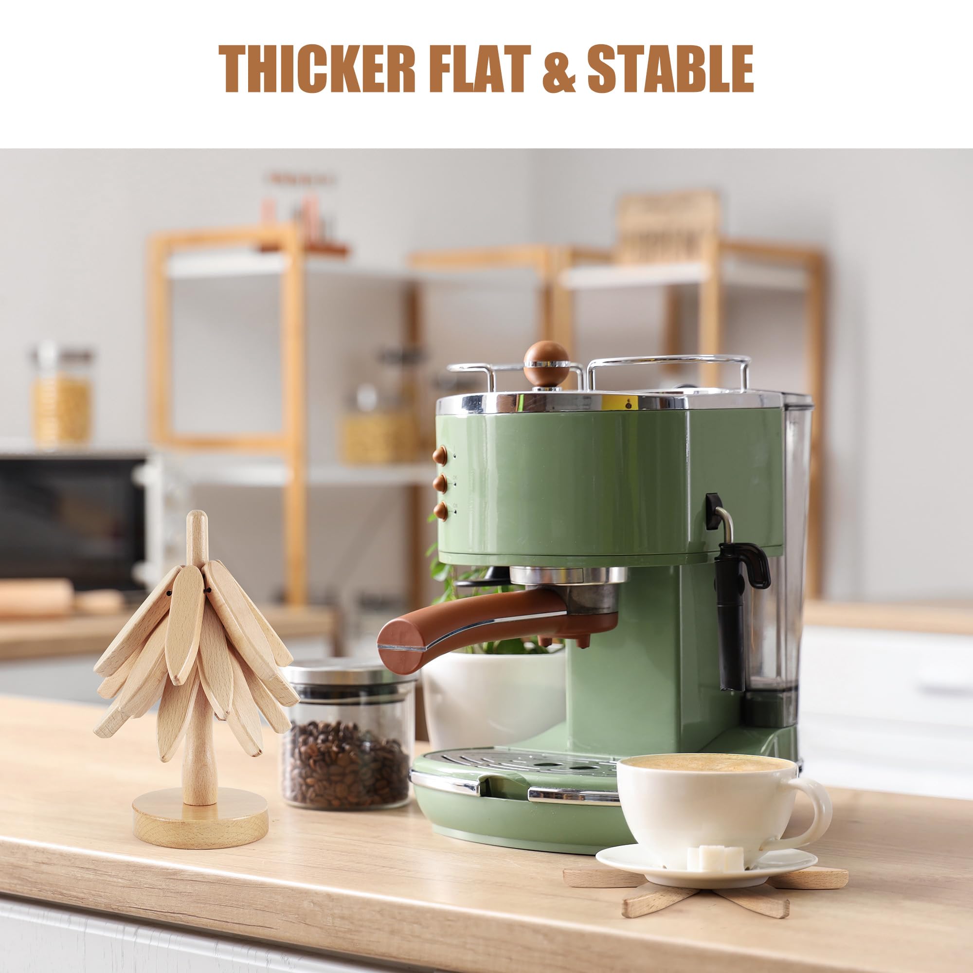 Anfrere trivet madera haya: resistente al calor y protege superficies.