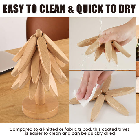 Anfrere trivet árbol: acabado nogal añade estética natural.