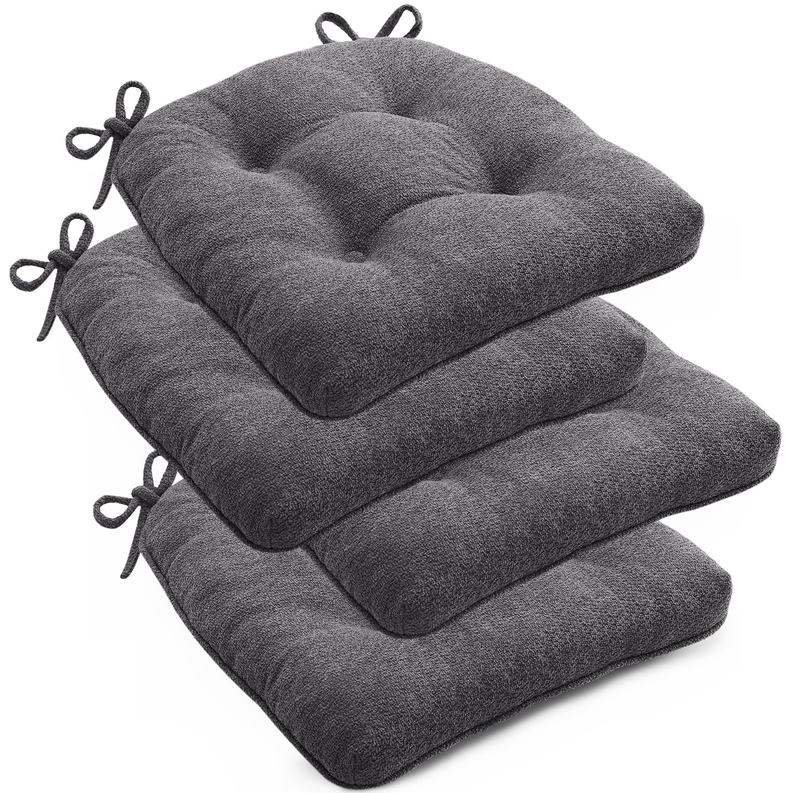 Conjunto anfutek de 4 cojines para sillas de comedor en gris oscuro.